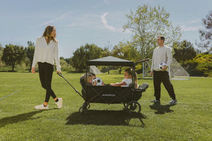 WonderFold X4R Push & Pull Quad Stroller Wagon – Stealth Black – 4 Seater