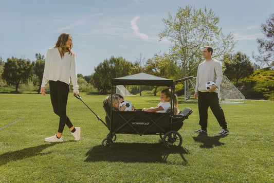 WonderFold X4R Push & Pull Quad Stroller Wagon – Stealth Black – 4 Seater