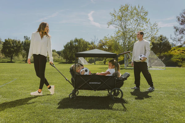WonderFold X4R Push & Pull Quad Stroller Wagon – Stealth Black – 4 Seater