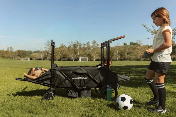 WonderFold X4R Push & Pull Quad Stroller Wagon – Stealth Black – 4 Seater