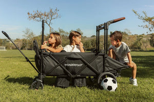 WonderFold X4R Push & Pull Quad Stroller Wagon – Stealth Black – 4 Seater