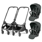Black peg perego city loop twin 3 in 1 travel system with two detachable metal infant car seats and sleek modern design