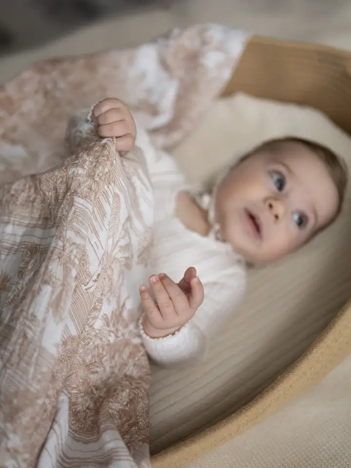 Neutral Jungle Toile Organic Cotton Muslin Blanket