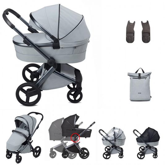 Anex Baby I Type Pram and Pushchair Accessory Bundle- Frost