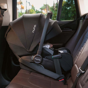 Dark gray nuna arra flex infant car seat caviar with sleek fabric and black frame designed for 0 to 13kg babies