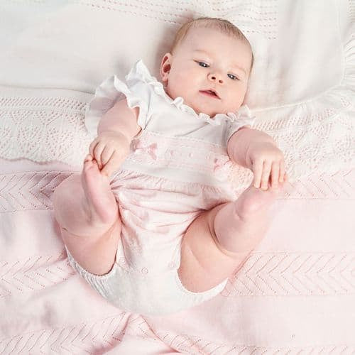 Baby Girls Lace & Bubble Frilly Romper