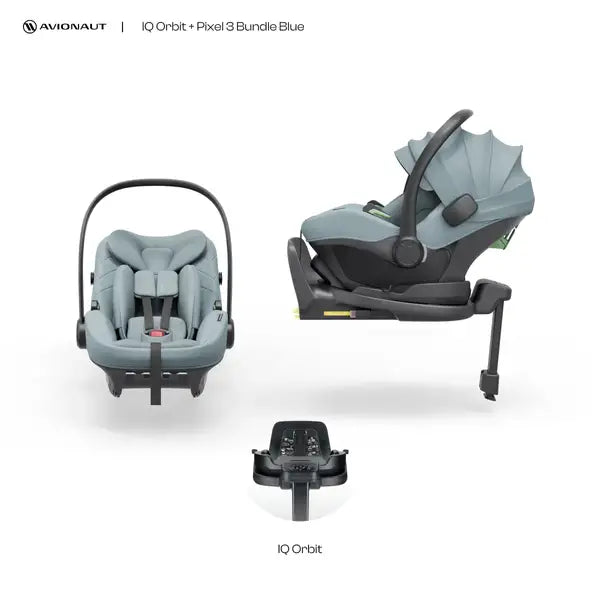 Avionaut Pixel 3 Infant Carrier & Orbit Isofix Bundle– Blue (40–86cm | 0–13kg)