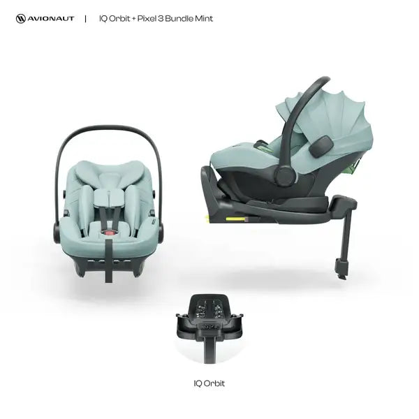 Avionaut Pixel 3 Infant Carrier & Orbit Isofix Bundle– Mint (40–86cm | 0–13kg)