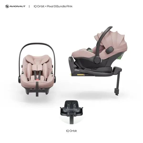 Avionaut Pixel 3 Infant Carrier & Orbit Isofix Bundle– Pink (40–86cm | 0–13kg)
