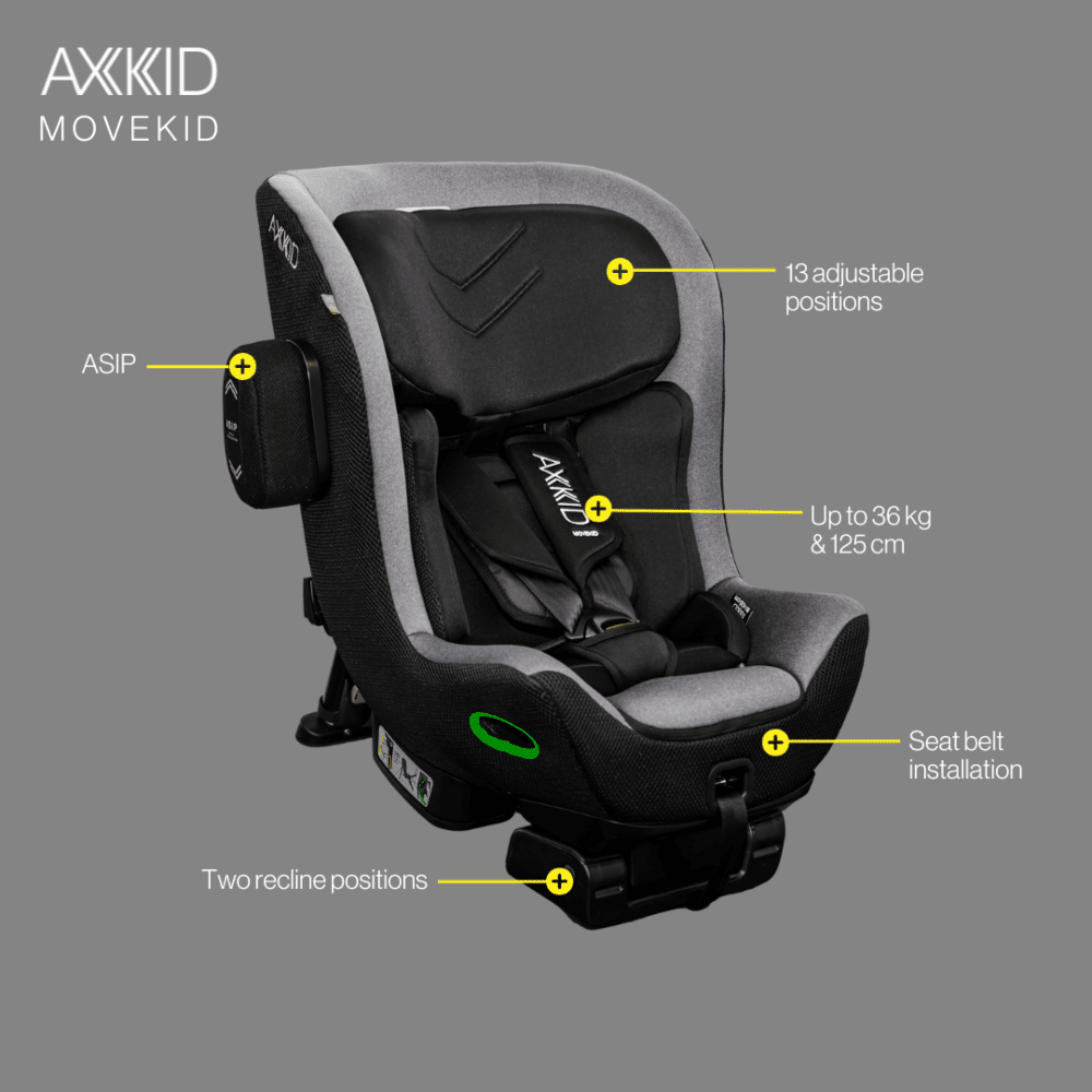 Axkid Move Kid Rear Facing Car Seat - Granite Grey  AxKid   