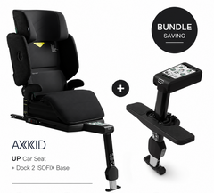 Axkid Up Coastal Storm Black Bundle With Footrest – High Back Booster Seat (4–12 Years, 100–150 cm)