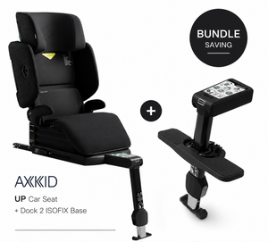 Axkid Up Coastal Storm Black Bundle With Footrest – High Back Booster Seat (4–12 Years, 100–150 cm)