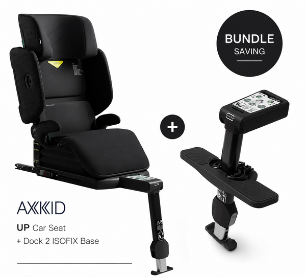 Axkid Up Coastal Storm Black Bundle With Footrest – High Back Booster Seat (4–12 Years, 100–150 cm)