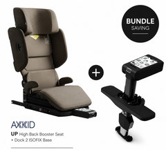 Axkid Up Driftwood Beige Bundle With Footrest – High Back Booster Seat (4–12 Years, 100–150 cm)