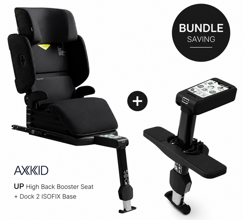 Axkid Up Arctic Mist Grey Bundle With Footrest – High Back Booster Seat (4–12 Years, 100–150 cm)