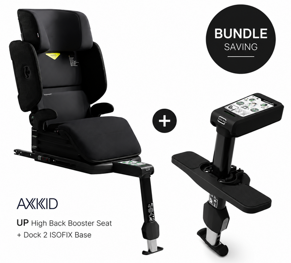 Axkid Up Arctic Mist Grey Bundle With Footrest – High Back Booster Seat (4–12 Years, 100–150 cm)