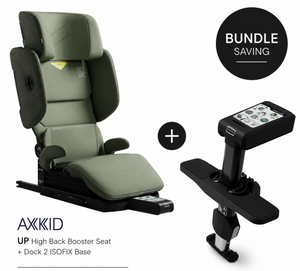 Axkid Up Nordic Bloom Green Bundle With Footrest – High Back Booster Seat (4–12 Years, 100–150 cm)