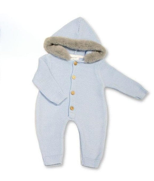 Baby Blue Pram Suit with Faux Fur Hood Just for Me