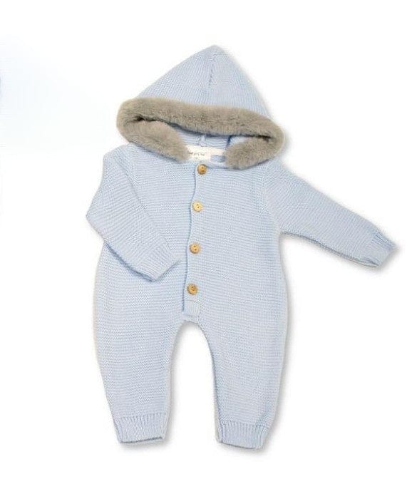 Baby Blue Pram Suit with Faux Fur Hood Just for Me