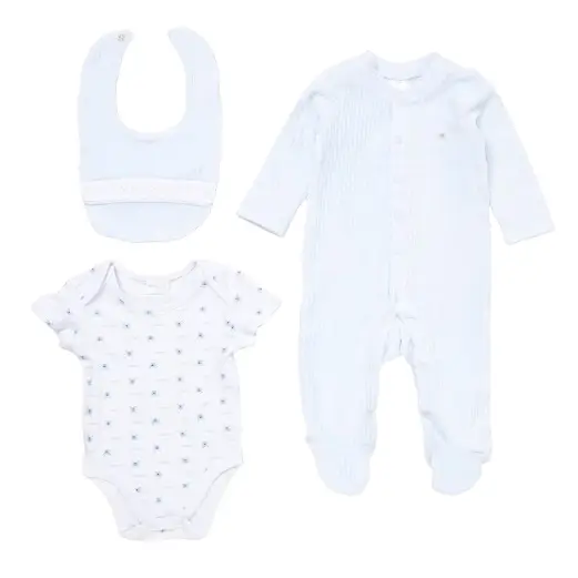 Baby Boys Ribbed 3 Piece Gift Set in Blue - General