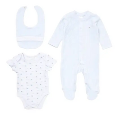 Baby Boys Ribbed 3 Piece Gift Set in Blue
