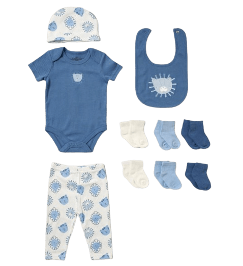 Baby Boys Sage Blue 10pc Lion Ribbed Set  Lily & Jack   