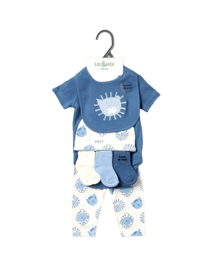 Baby Boys Sage Blue 10pc Lion Ribbed Set  Lily & Jack   