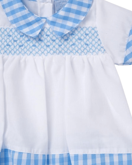 Baby Boys Smocked Gingham Blue & White Romper General rock a bye baby   