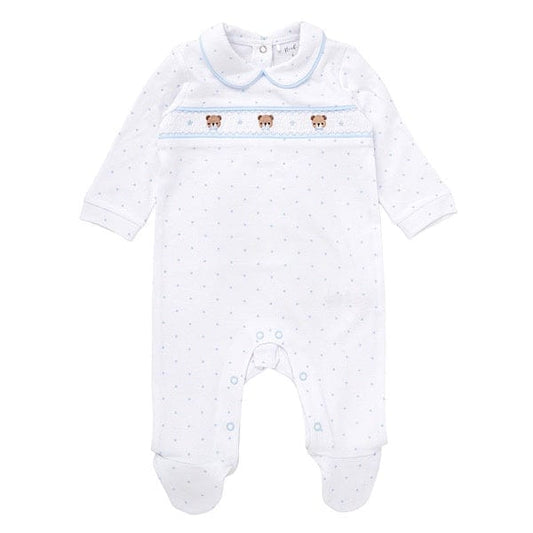 Baby Boys Teddy Smocked All in One Sleep Suit  rock a bye baby   