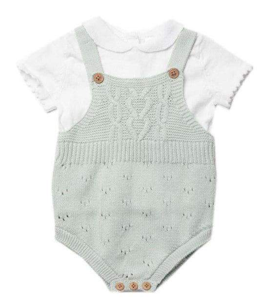 Baby Dungaree and T-Shirt Set - Sage  Rock a Bye Baby   