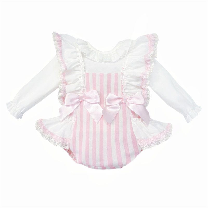 Baby Girl Pink Stripe Frilly Romper General Baby Boutique   