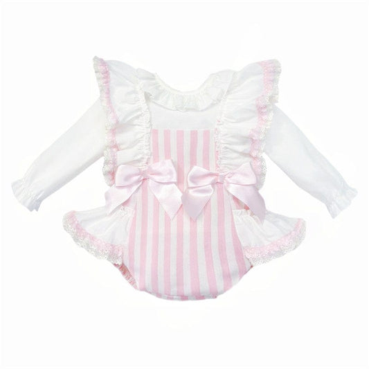 Baby Girl Pink Stripe Frilly Romper General Baby Boutique   