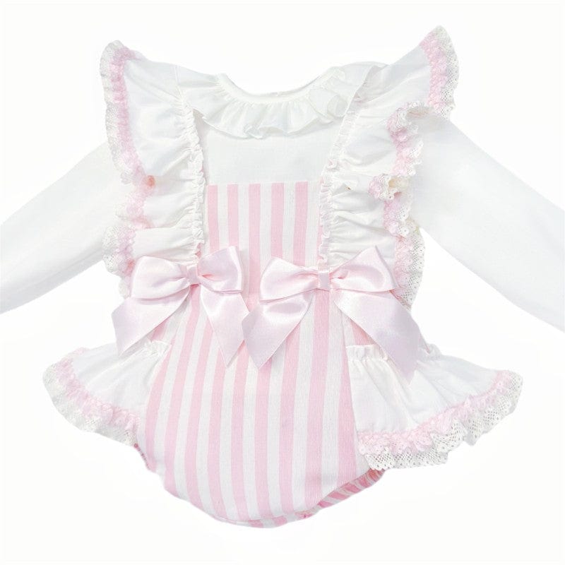 Baby Girl Pink Stripe Frilly Romper General Baby Boutique   