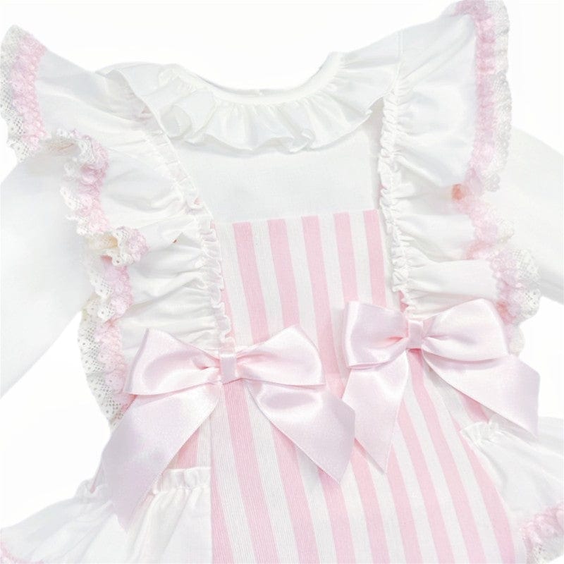 Baby Girl Pink Stripe Frilly Romper General Baby Boutique   