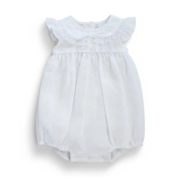 Baby Girls Broderie Anglaise White Romper
