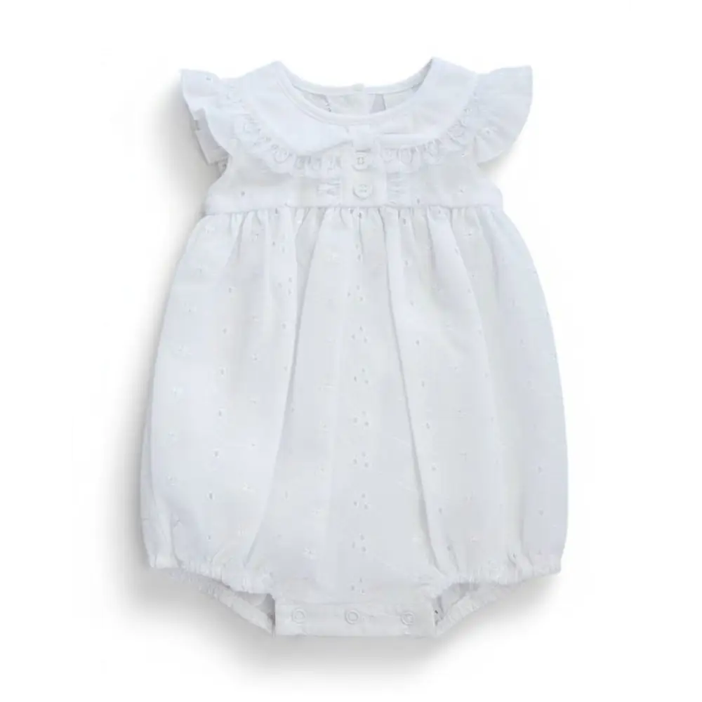 Baby Girls Broderie Anglaise White Romper
