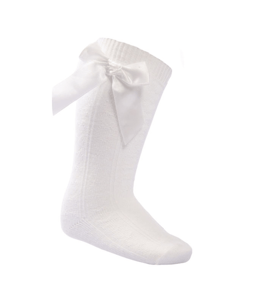 Baby Girls Cream Knee High Bow Socks General soft touch   