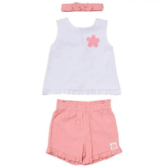 Baby Girls Crepe Shorts Outfit & Headband