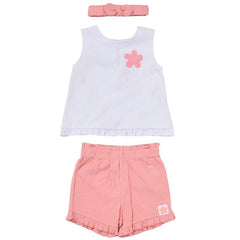 Baby Girls Crepe Shorts Outfit & Headband