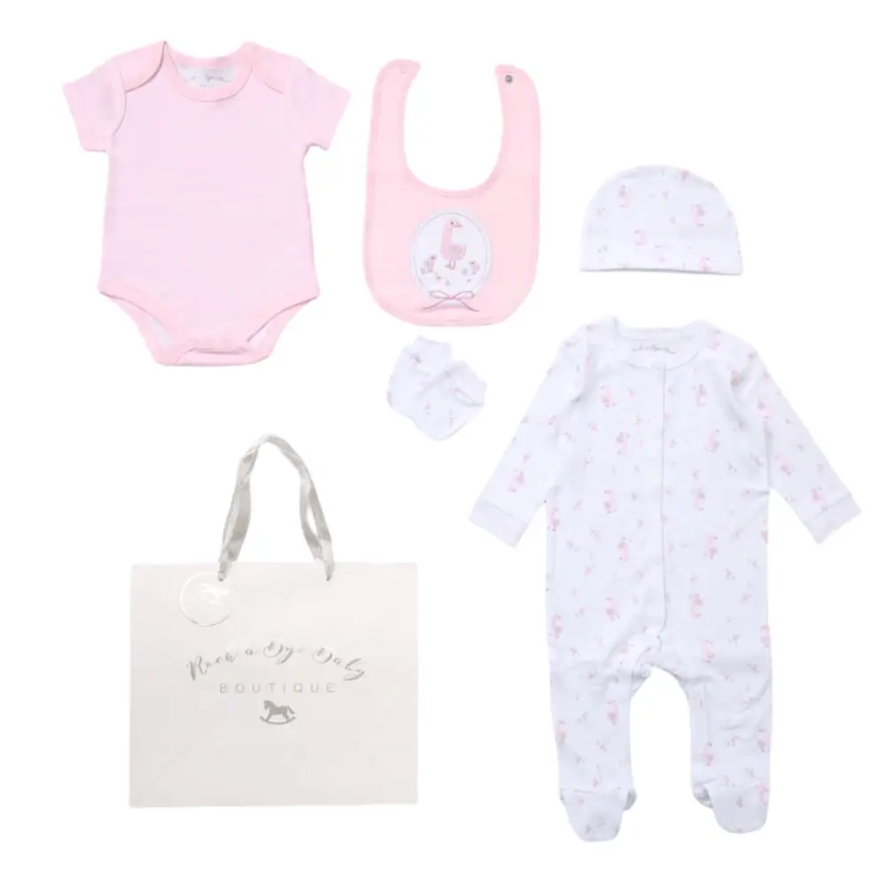 Baby Girls Goose 5 Piece Layette Set including Gift Bag rock a bye baby