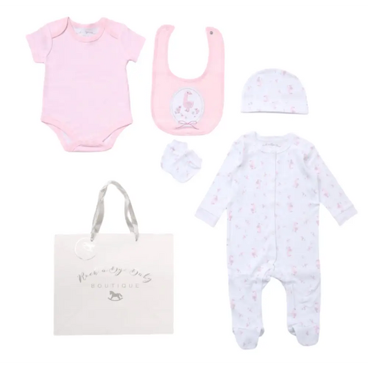 Baby Girls Goose 5 Piece Layette Set including Gift Bag rock a bye baby