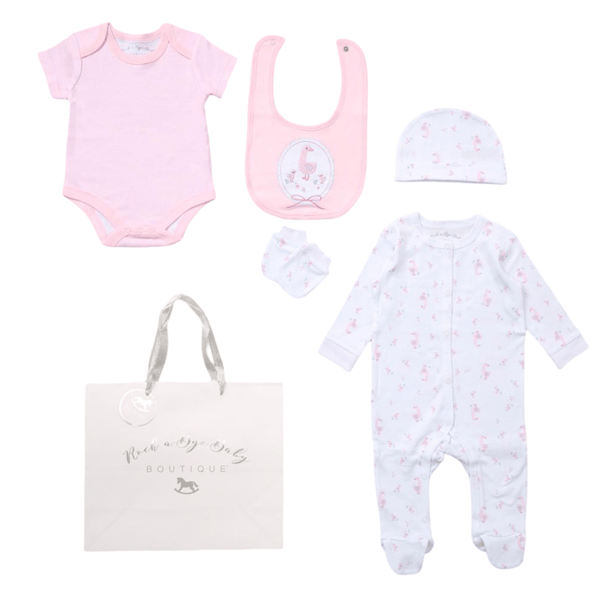 Baby Girls Goose 5 Piece Layette Set including Gift Bag rock a bye baby