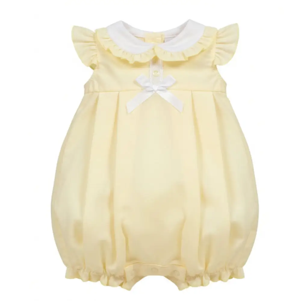 Baby Girls Lemon Bow Romper – Lemon Yellow & White