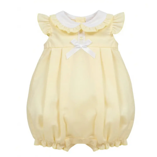 Baby Girls Lemon Bow Romper – Lemon Yellow & White