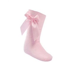 Baby Girls Pink Knee High Bow Socks General soft touch