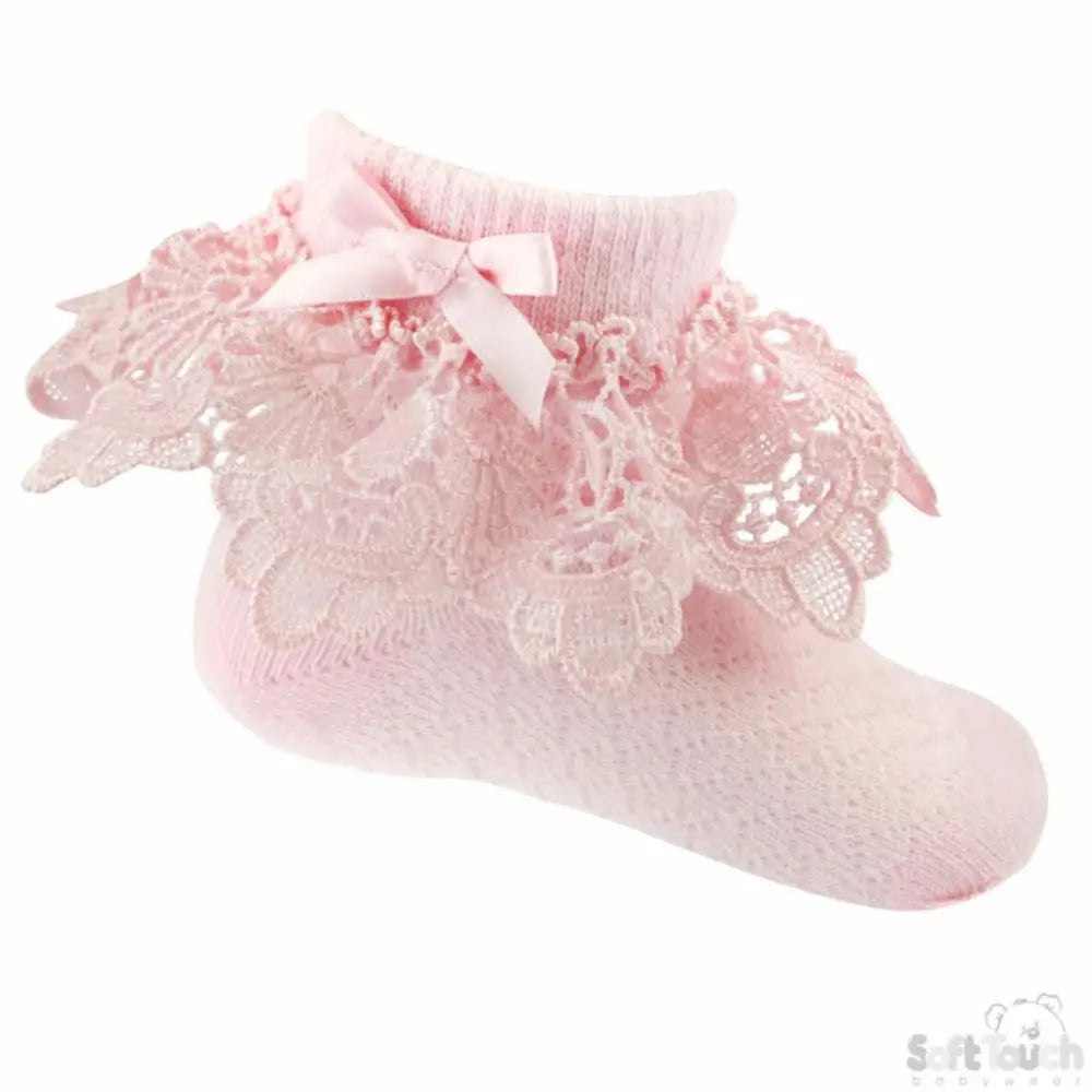 Baby Girls Pink Lace Ankle Socks General soft touch