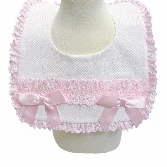 Baby Girls Pink Waffle Frilly Bib General Not specified   