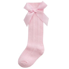 Baby Girls Ribbon Knee Socks - Baby Pink