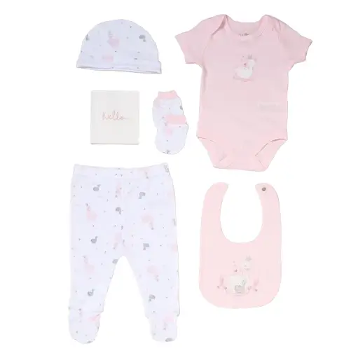 Baby Girls Swan Memory Book 6 Gift Set