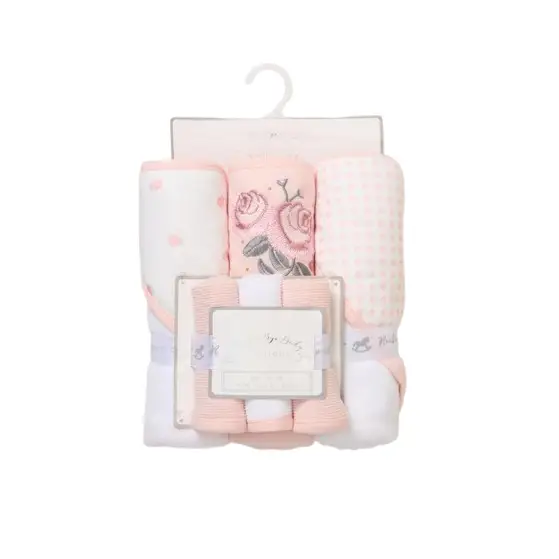 Baby Girls Wash Cloth and Hooded Towel Set